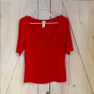 NEVER WORN- Button Down Red Tee